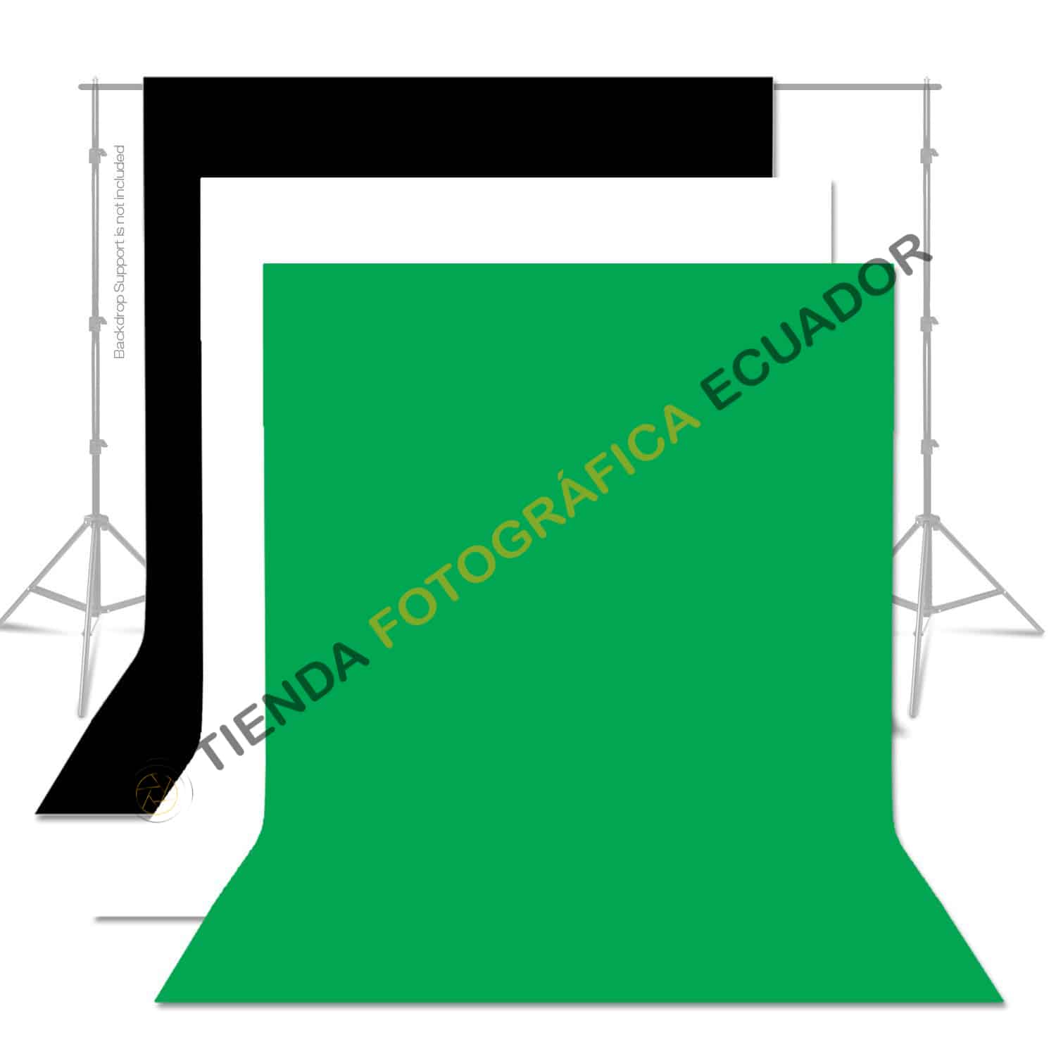 Kit de fondos para fotografía y video / Verde croma, blanco y negro LARGE 2  x 3 m – Tienda Fotográfica Ecuador