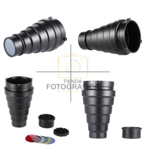 Snoot / cono de luz Profesional con grid y 5 geles incluidos