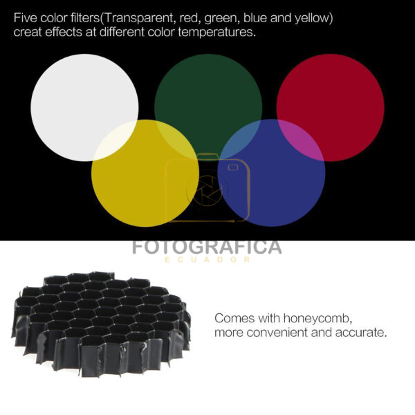 Snoot / cono de luz Profesional con grid y 5 geles incluidos - Imagen 5
