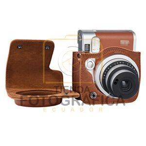 Estuche de cuero café para cámara instantánea Fujifilm Instax Mini
