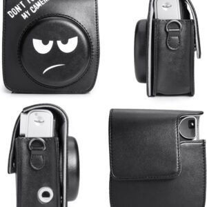 Estuche de cuero negro para cámara instantánea Fujifilm Instax Mini