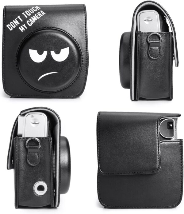 Estuche de cuero negro para cámara instantánea Fujifilm Instax Mini